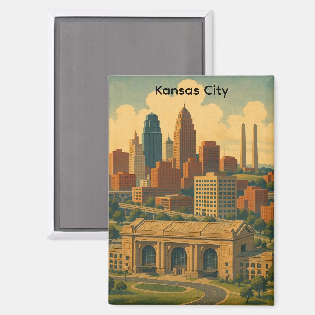 Aimant Silhouette vintage de Kansas City (Recto/Verso)