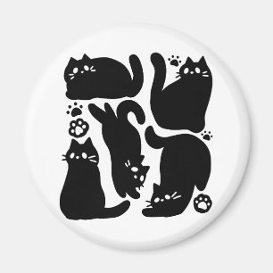 Aimant Silhouettes de chat noir - Design Feline mignon