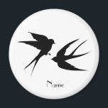 Aimant Silhouettes d'oiseaux hirondelles Thunder_Cove<br><div class="desc">Swallow Birds Silhouettes courtisant vol,  pour personnaliser en changeant de nom sur n'importe quelle couleur arrière - plan</div>