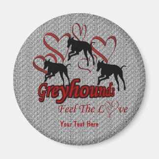 Aimant Silhouettes Greyhound Coeurs Aimer Chien