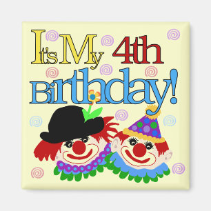 Aimant Silly Clowns 4th Birthday Tshirts et cadeaux