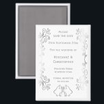Aimant Silver Bells Scroll Design Wedding Enregistrer La<br><div class="desc">Mariage enregistrer la conception des cloches magnétiques de date. Customisez ce mariage de couleur argentée enregistrez l'aimant de date avec vos détails mariages. Si vous avez besoin d'aide pour vous customiser,  contactez-nous via le lien de cette page. Cloches couleur argent conception mariage personnalisé enregistrer la date aimant</div>