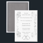 Aimant Silver Bells Scroll Design Wedding Enregistrer La<br><div class="desc">Mariage enregistrer la conception des cloches magnétiques de date. Customisez ce mariage de couleur argentée enregistrez l'aimant de date avec vos détails mariages. Si vous avez besoin d'aide pour vous customiser,  contactez-nous via le lien de cette page. Cloches couleur argent conception mariage personnalisé enregistrer la date aimant</div>