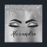 Aimant Silver Glitter Sparkle Eyelashes Monogram<br><div class="desc">Argent Faux Parties scintillant à étincelles métalliques brossé Monogramme de métal Nom et cils initiaux (cils),  Extensions d'oreillettes et Magnets de réfrigérateur d'yeux. Le design fait le cadeau parfait pour 16 ans,  mariage,  douche nuptiale,  anniversaire,  baby shower ou bachelorette pour quelqu'un à la recherche d'un style cool tendance.</div>