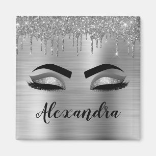 Aimant Silver Glitter Sparkle Eyelashes Monogram