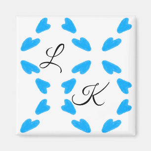 Aimant Simple aquarelle bleu ciel ajoutez votre monogramm