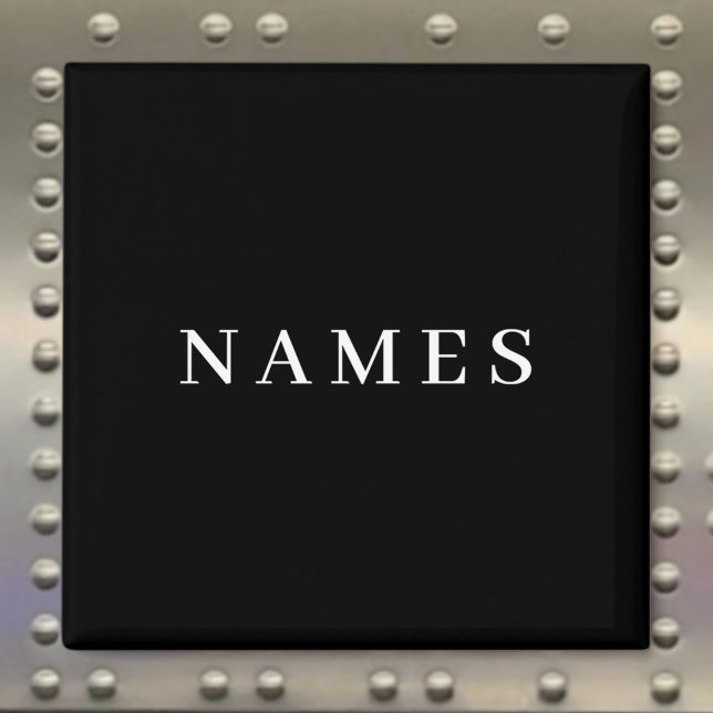 Aimant Simple Black Custom Ajouter Votre Nom Élégant (Créateur téléchargé)