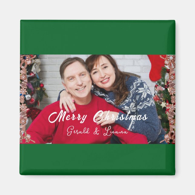 Aimant Simple Christmas Couple Photo Vert (Devant)