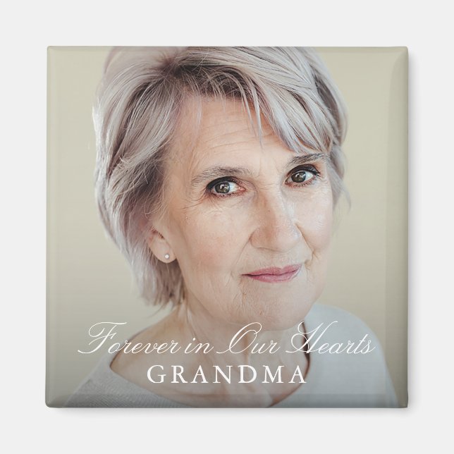 Aimant Simple Élégant Script Full Photo Memorial (Devant)