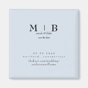 Aimant Simple et élégant Monogramme Bleu Poussiéreux Save