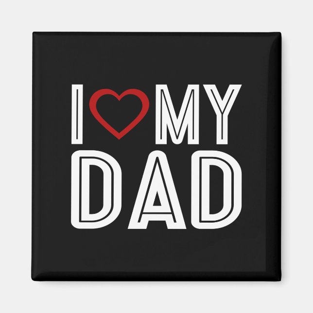 Aimant Simple J'Aime Le Coeur Ma Typographie Papa | Magne (Devant)