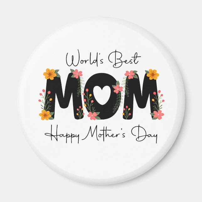 Aimant Simple Meilleure Maman du Monde Calligraphie pour  (Devant)