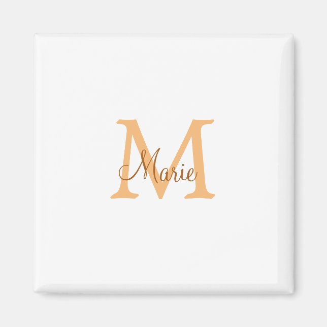 Aimant simple minimal ajouter nom monogramme orange marro (Devant)
