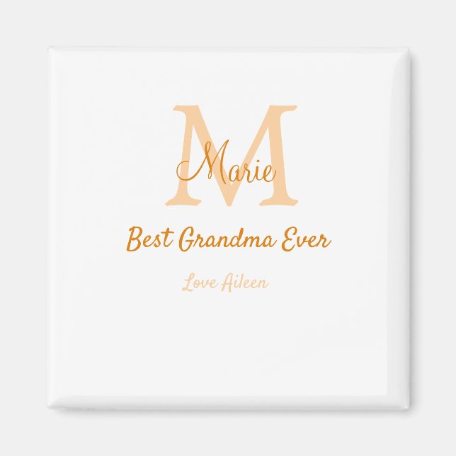 Aimant simple minimum meilleur grand-mère jamais orange m (Devant)