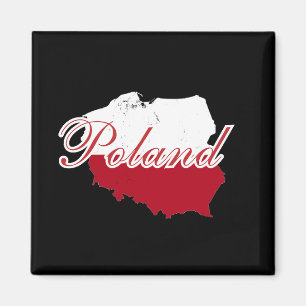 Aimant Simple Modern Pologne Carte du drapeau Souvenir