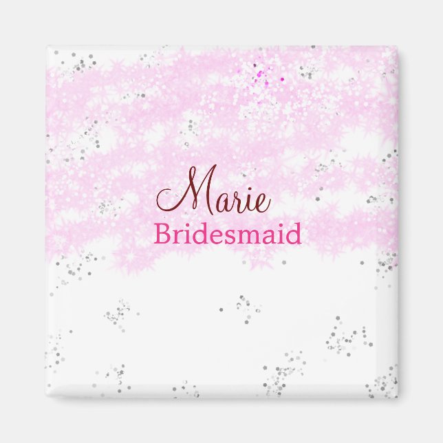 Aimant simple nom d'ajout monogramme rose bridesmaid   (Devant)
