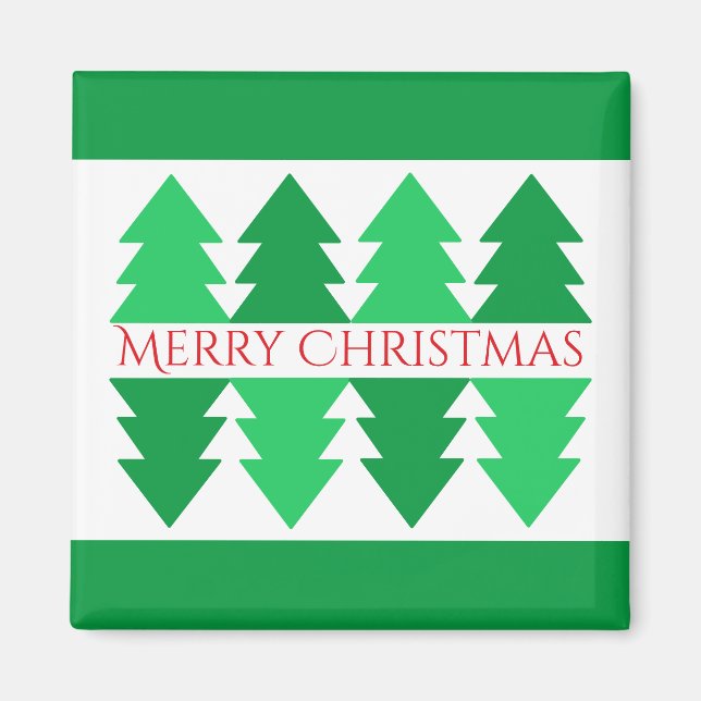 Aimant Simple Rouge Joyeux Noël Green Tree Design (Devant)