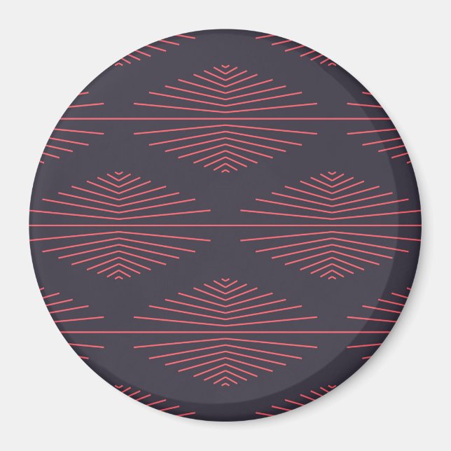 Aimant Simple, rouge, motif traditionnel avec lignes (Devant)