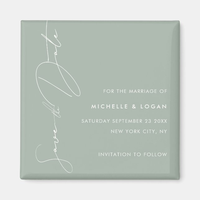 Aimant Simple Sage Green Modern Handwritten Script (Devant)