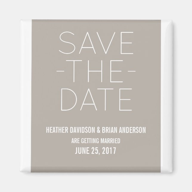 Aimant Simple Save the Date Magnet, Beige (Devant)