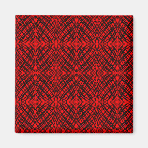 Aimant Simple Scribble Carreaux miroir Rouge