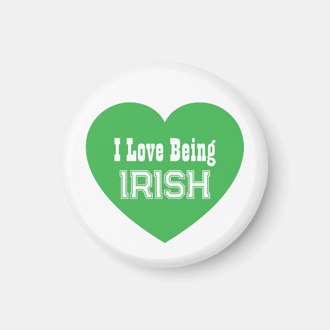 Aimant Simple St. Patrick's Day Vert J'aime être irlandai (Devant)
