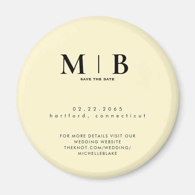 Aimant Simple Yellow Monogram Wedding Save the Date (Devant)