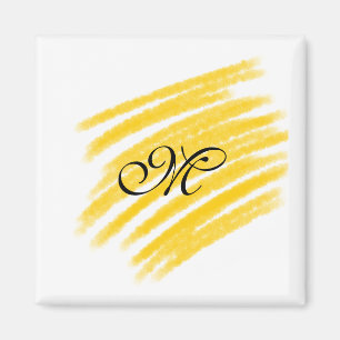 Aimant simple yellow watercolor lines add your monogragra