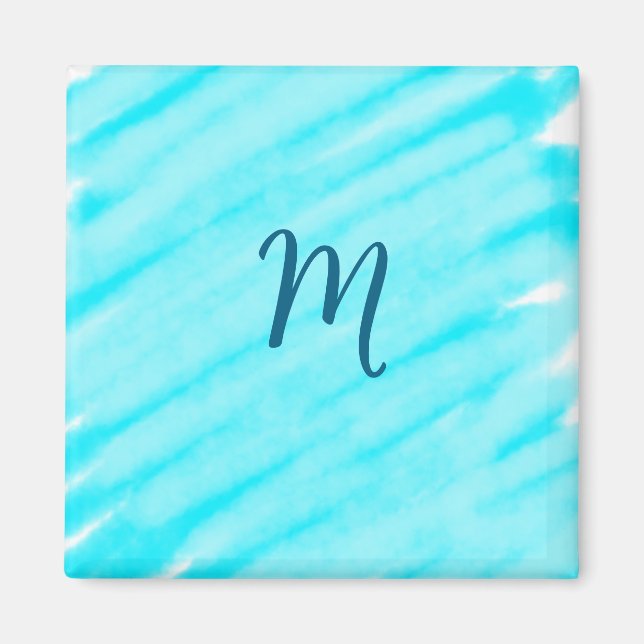 Aimant simples lignes bleues d'aquarelle ajoutez votre mo (Devant)