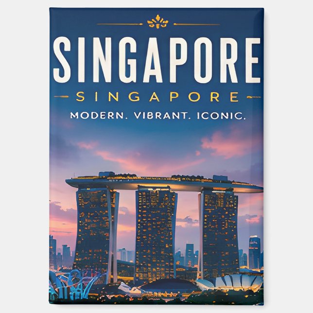 Aimant 🌆 Singapour Skyline Moderne Décoration de Maison  (Recto)