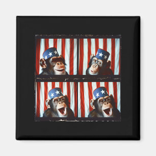 Aimant Singe animal patriotique drapeau américain 4 juill