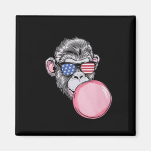 Aimant Singe Avec Drapeau Américain Sungles 4 juillet Cad