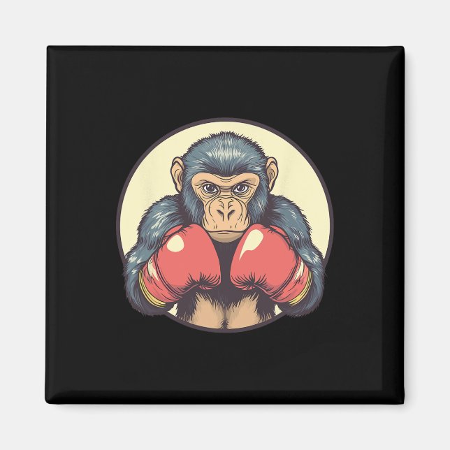Aimant Singe Avec Gants De Boxe Déterminé (Devant)