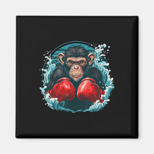 Aimant Singe boxeur avec gants de boxe Kickboxing Drôle B