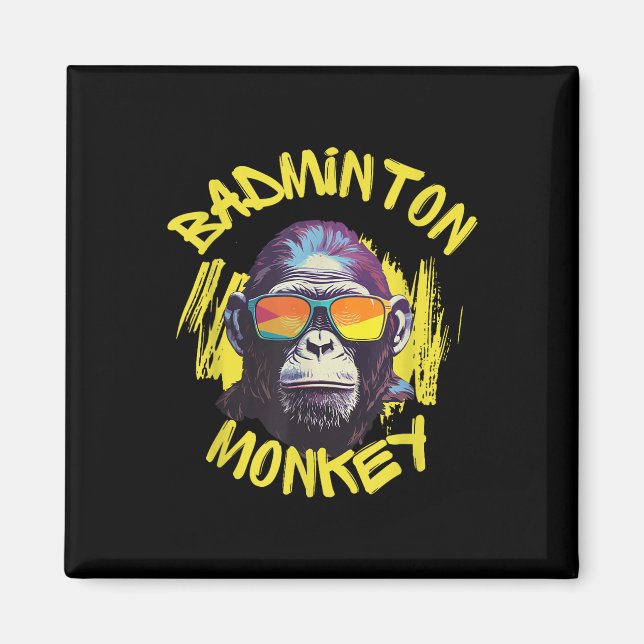 Aimant Singe de badminton avec raquette navette jungle sp (Devant)
