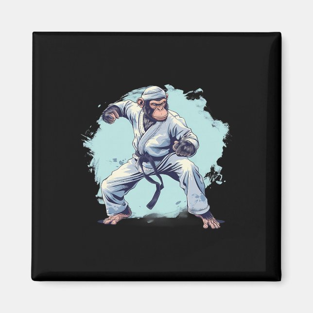 Aimant Singe de karaté Arts martiaux Kickboxing Judo Mma  (Devant)