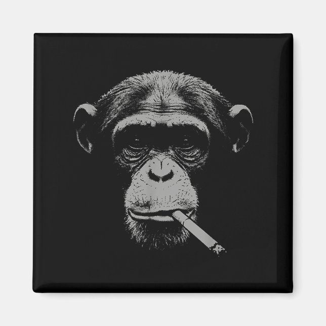 Aimant Singe mème fumeur pour hommes femmes singe fumantS (Devant)