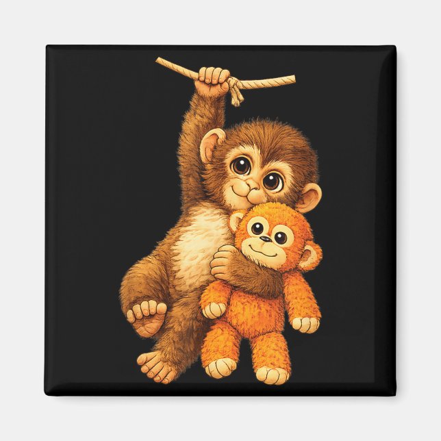Aimant Singe mignon coup de poing peluche câlin buddy (Devant)
