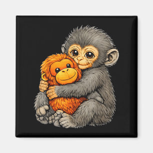 Aimant singe poing drôle mignon bébé animal câlin peluche