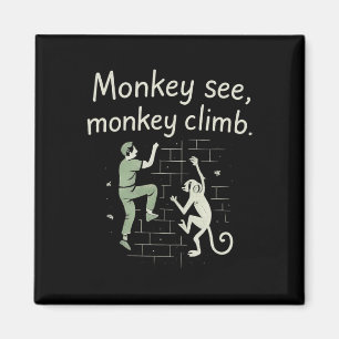 Aimant Singe voit singe grimper Graphique drôle d'escalad