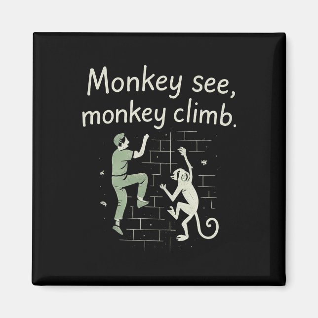 Aimant Singe voit singe grimper Graphique drôle d'escalad (Devant)