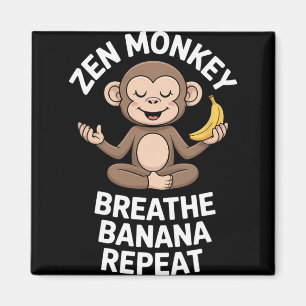 Aimant Singe Zen Respirer Nana Répéter Drôle Yoga Méditat