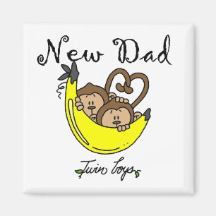 Aimant Singes Papa de jumeaux T-shirts et cadeaux