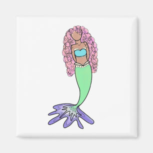 Aimant sirène arc-en-ciel rose bleu violet vert noir bouc