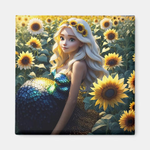 Aimant "Sirène de tournesol : floraison dans l'iridescenc