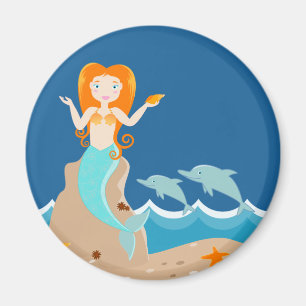 Aimant Sirène et dauphins sous la mer