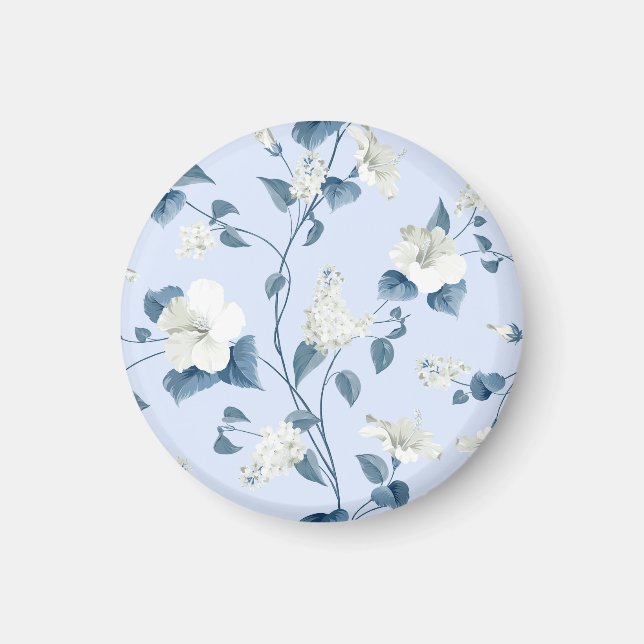 Aimant Siringa, fleurs d'hibiscus, motif en tissu. (Devant)