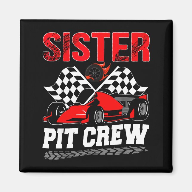 Aimant Sister T Crew Racing Family Race Car Birthday Boy  (Devant)