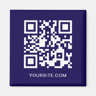 Aimant Site en bleu foncé et blanc QR Code Promo
