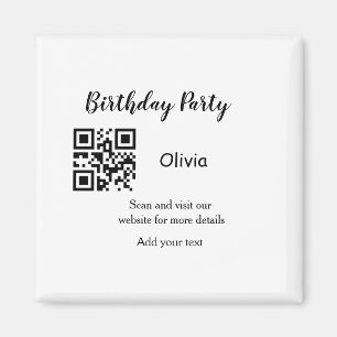 Aimant Site web de fête d'anniversaire simple code à barr
